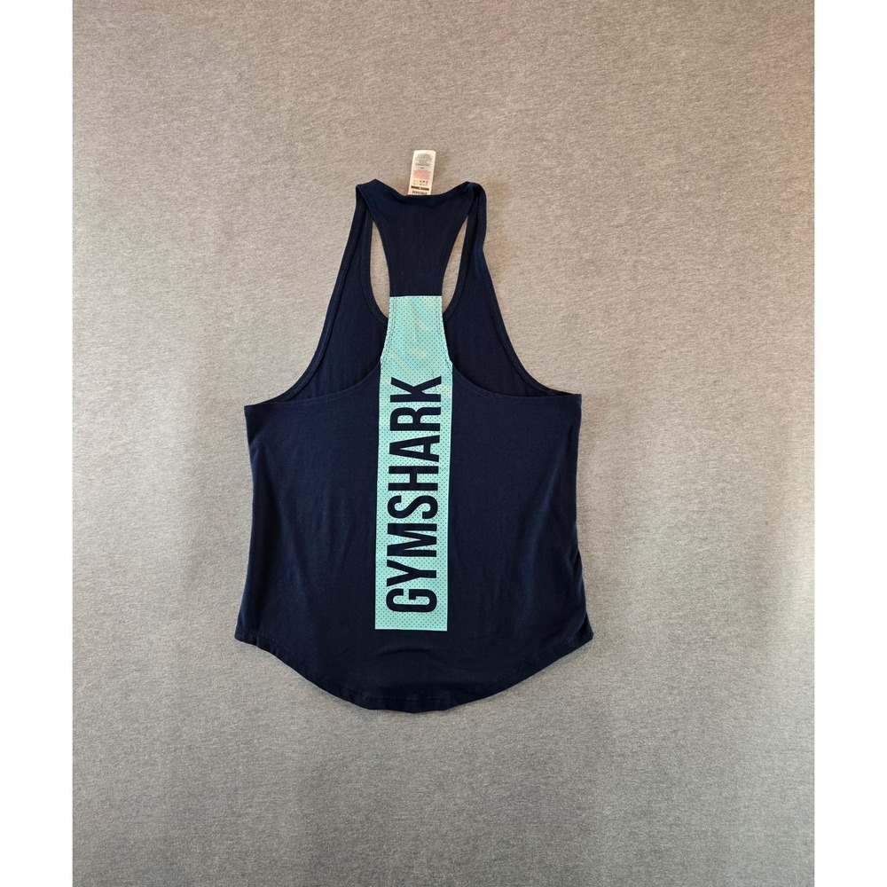 Gymshark Bold Stringer Tank Top Mens Small Navy Blue Teal Racerback A1A5X